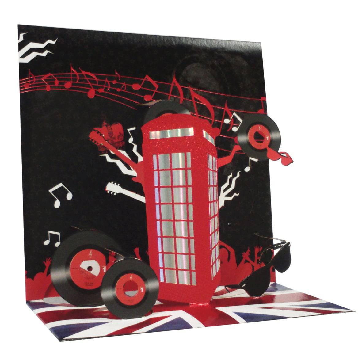 Pictura Records Large Pop Up Card featuring vibrant music-themed 3D paper design with colorful record illustrations.